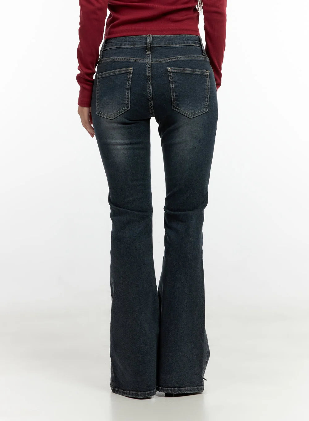 Ingrid Low-Rise Washed Flared Denim Jeans CN404