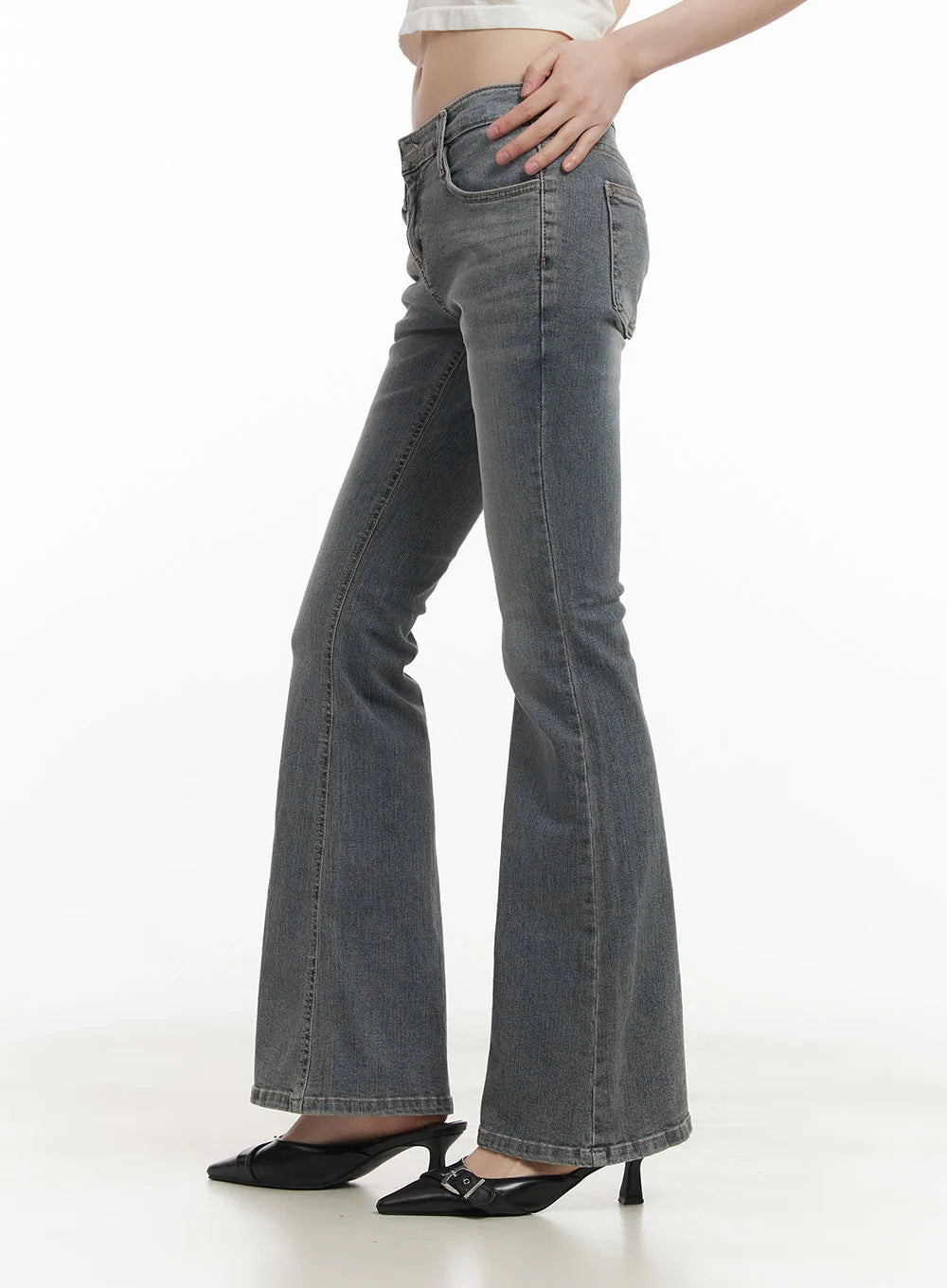 Rachel Washed Bootcut Jeans with Hip Pads CF518