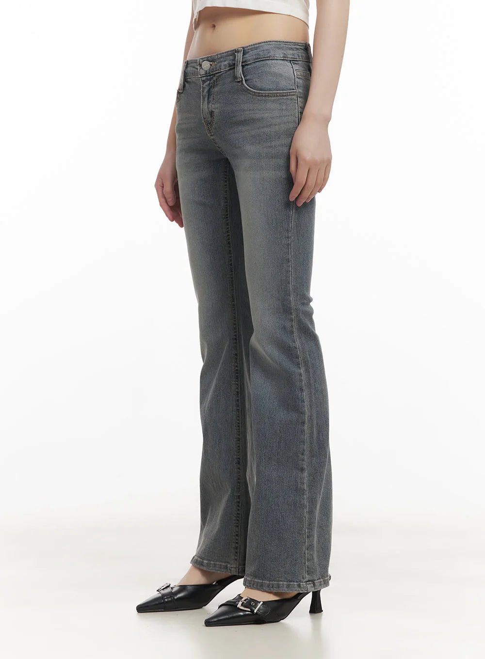 Rachel Washed Bootcut Jeans with Hip Pads CF518